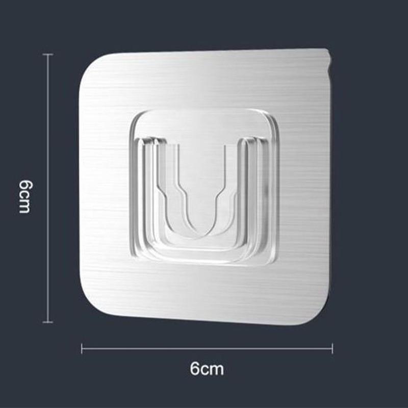 Multi-layer Adhesive Wall-Mount Storage Rack with Transparent Hooks for Bathroom