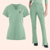 Women's Loose And Comfortable V-neck Short Sleeved Workwear With Tie Up Top And Waist Cinching Beauty Suit Set