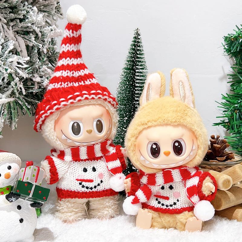 Labubu 17cm Christmas Doll Clothes: First & Second Gen Sit-Sit Party Sweater