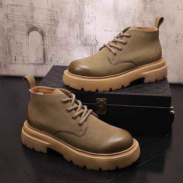

Short boots men s autumn and winter retro British style Martin boots lace-up versatile men s boots short casual youth thick-soled trendy boots 44