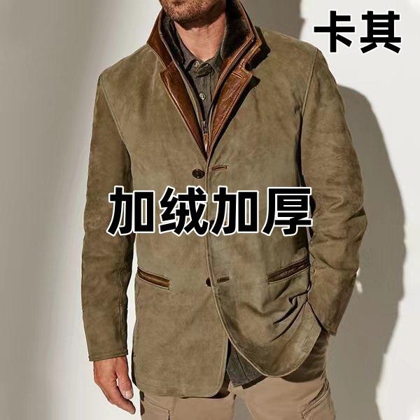 Spring And Autumn Men'S Fashion Retro Casual Tooling Splicing Contrasting Jacket
