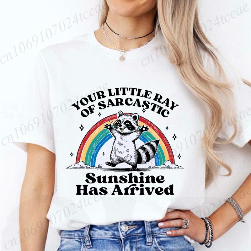Your Little Ray of Sarcastic Sunshine Has Arrived Raccoon Shirt,Sarcastic Raccoon Women's T-Shirts,summer Fashion Tee T-Shirts