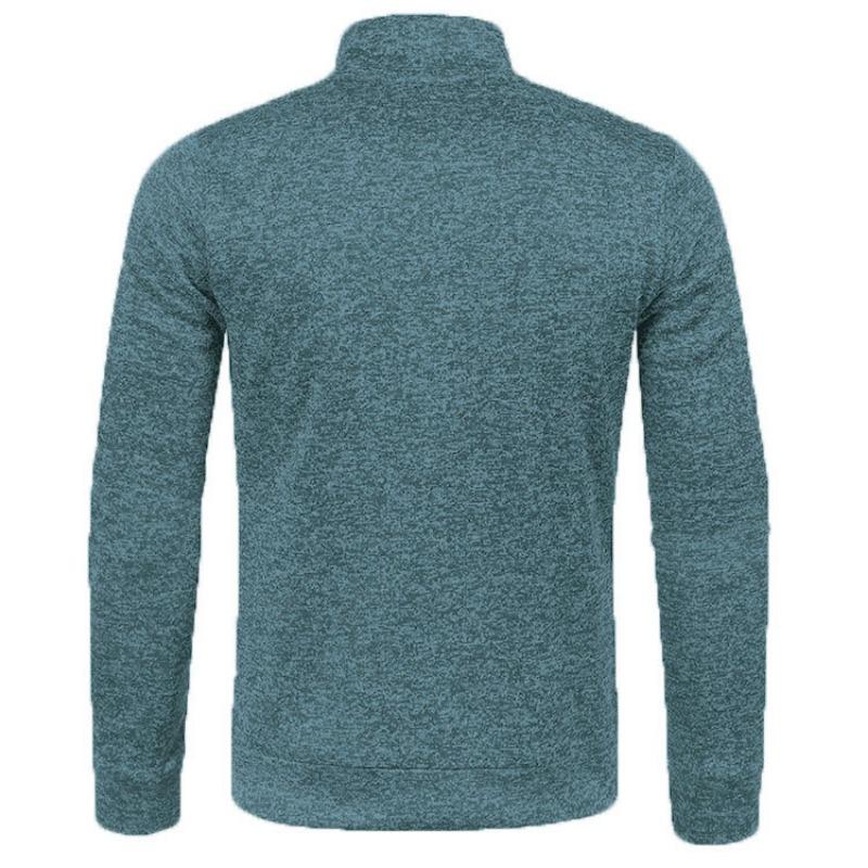 Men's Autumn/Winter Collar Zipper Knitted Sweater with Thin Fleece Sleeves, Trendy Sweater Jacket, Plus Size