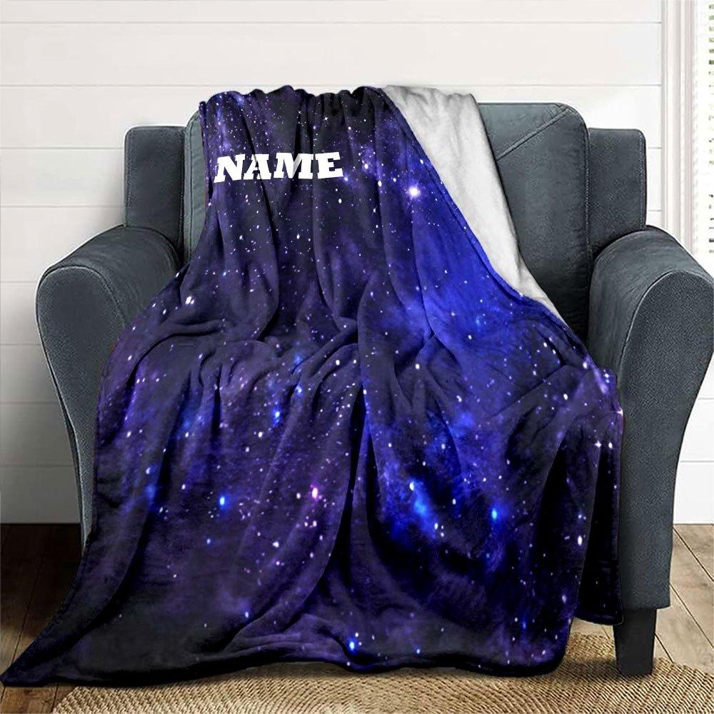 Starry Night Galaxy Cozy Customizable Blanket Customize Your Name Soft Warm Cozy Perfect For Sofa Couch Office Bed Picnics For All Occasions Versatile