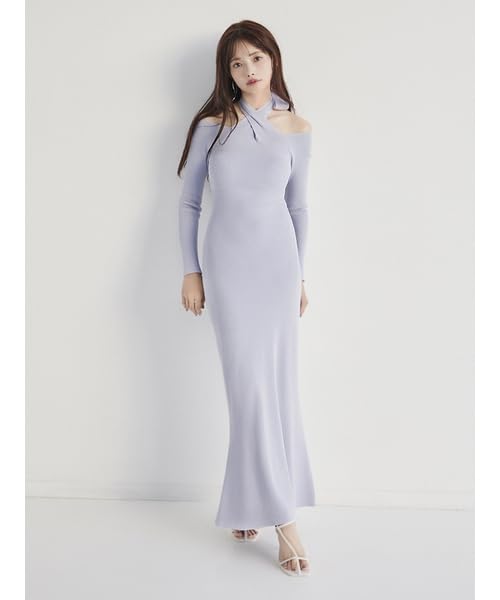 Snidel Front Cross Knit Dress SWNO251064 SAX Women's