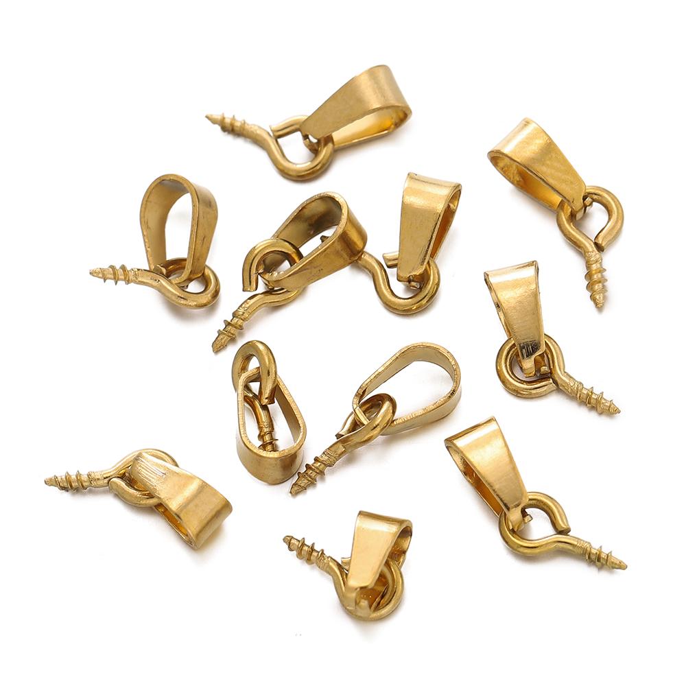 20pcs Stainless Steel Screw Eye Pins Bail Top Drilled Beads End Pendant Charms Connectors Dangle Charm for DIY Jewelry Making