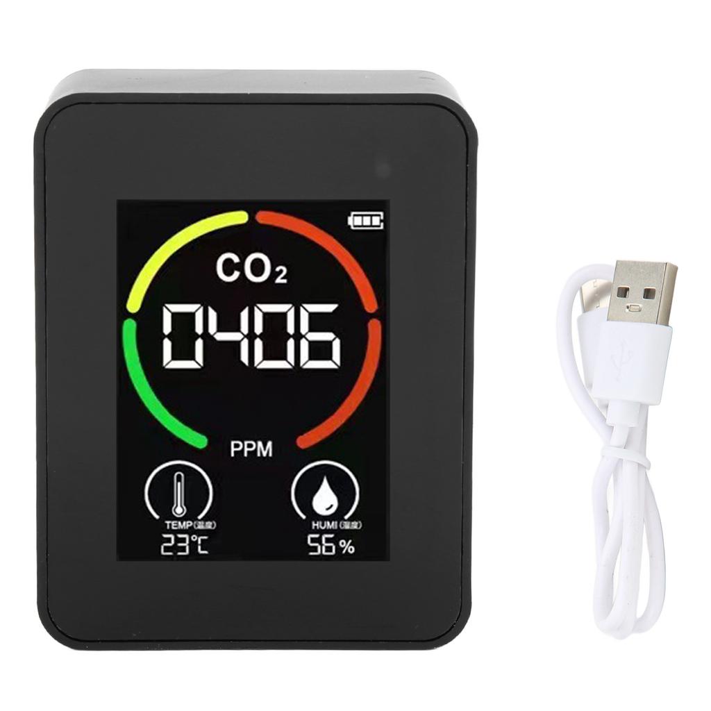 Air Quality Detector CO2 Detector Air Quality Monitor TVOC Tester USB Charging Thermometer Hygrometer for Home CO2 Detector