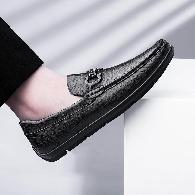 Pánské kožené boty Four Seasons Retro v anglickém stylu s krokodýlím vzorem, módní boty pro řidiče, pánské ležérní mokasíny