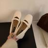 Coarse Heel White Fluffy Shoes Mary Jane Single Shoes Women's Shoes 2025 Spring and Autumn New Fairy Wind Velvet Warm Cotton Shoes