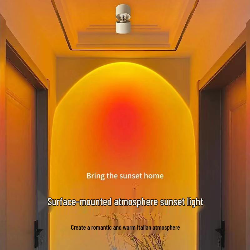 Surface-Mounted Sunset Red Spotlight - Atmospheric Ceiling Lamp for Corridor Entrance