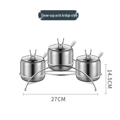 304 Stainless Steel Seasoning Jar Set with Bridge Stand