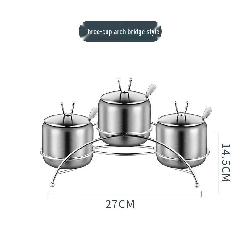 304 Stainless Steel Seasoning Jar Set with Bridge Stand