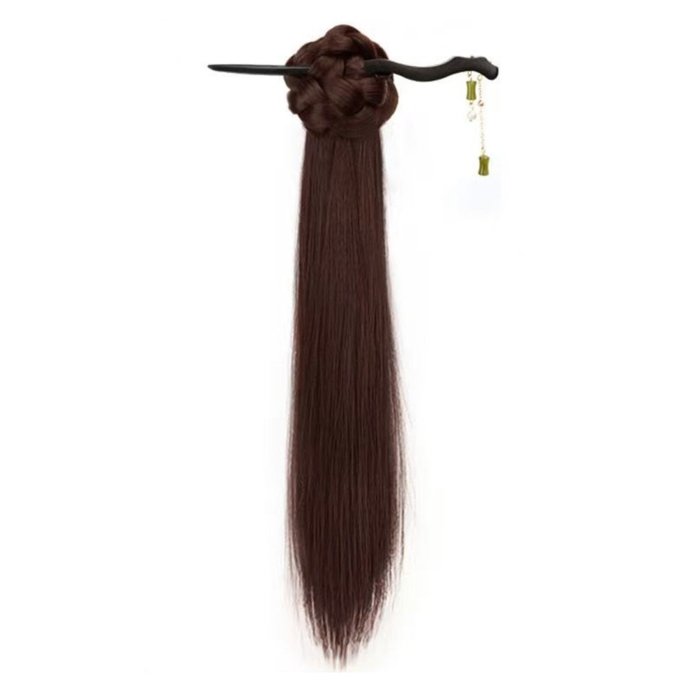 

Палочка для волос Зажим-краб Хвост Парик Бамбуковая заколка Парик Коса Хвост Плетеный Боковой хвост Женщины Dark Brown-Style 1