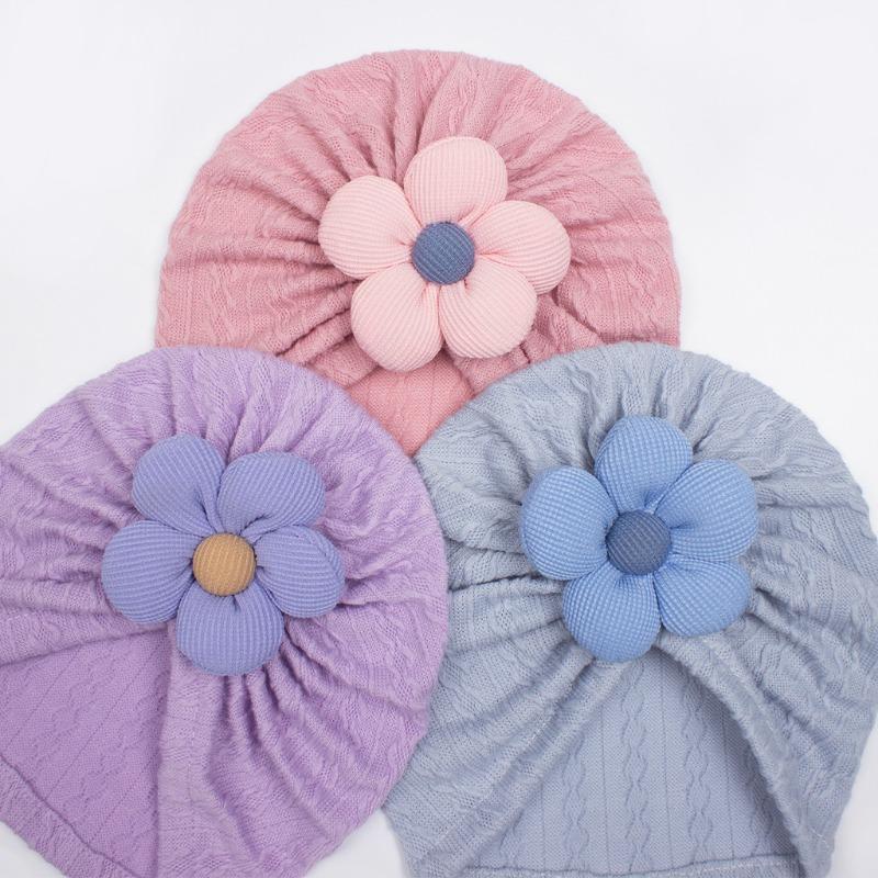 Autumn New Baby Solid Color Jacquard Hat, Baby Soft and Comfortable Flower Hat, Baby Hat