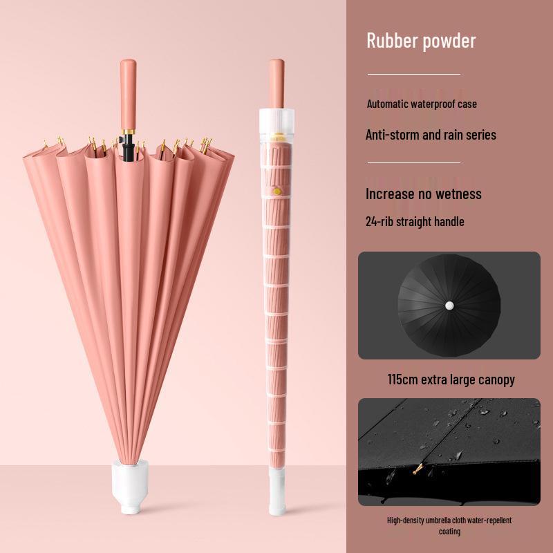Women's High-End Automatic Long-Handled Umbrella with Straight Rod - Suitable for Rain or Shine and Men's Business Logo