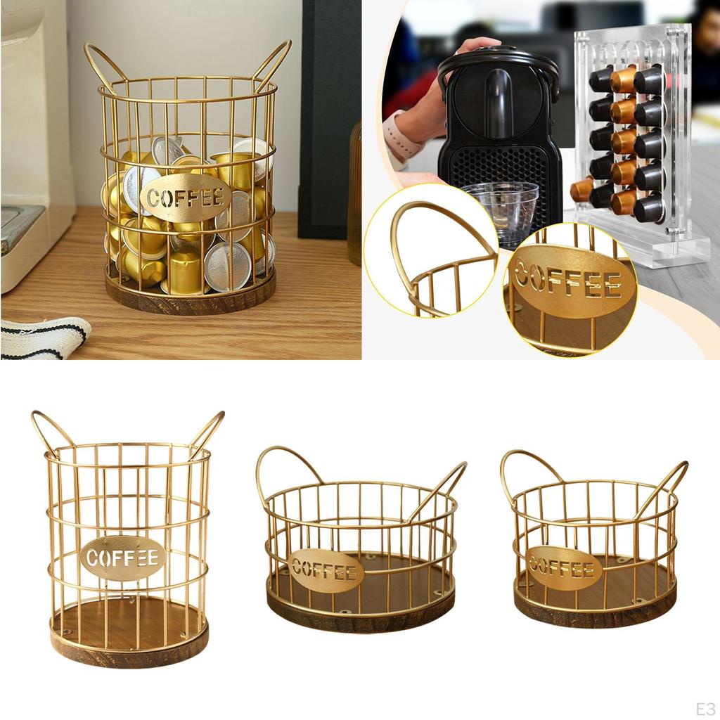 Holder Coffee Pod Storage Basket Multifunctional Accessory , Golden for Lover Rustic
