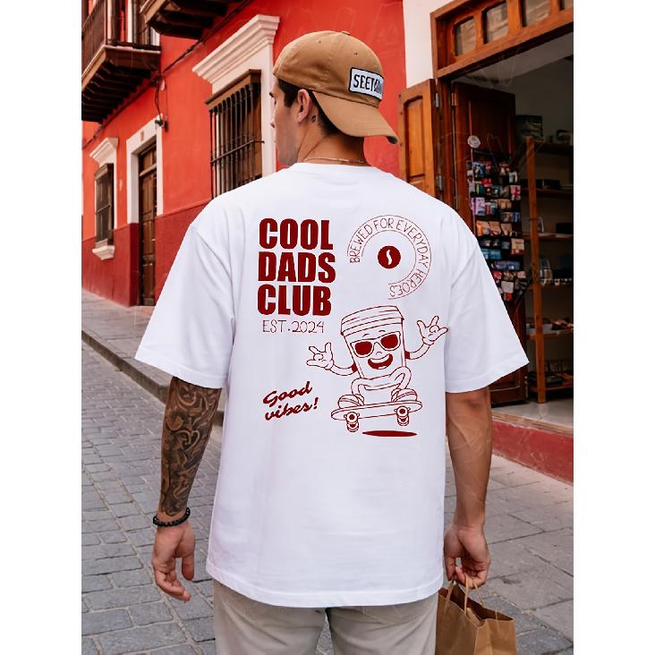 Cool Dads Club T-shirt for Dad,  with Children s Birthdays, Men s Oversized Shirt, Father s Day Gift. Dad Birthday Gifts. S белый