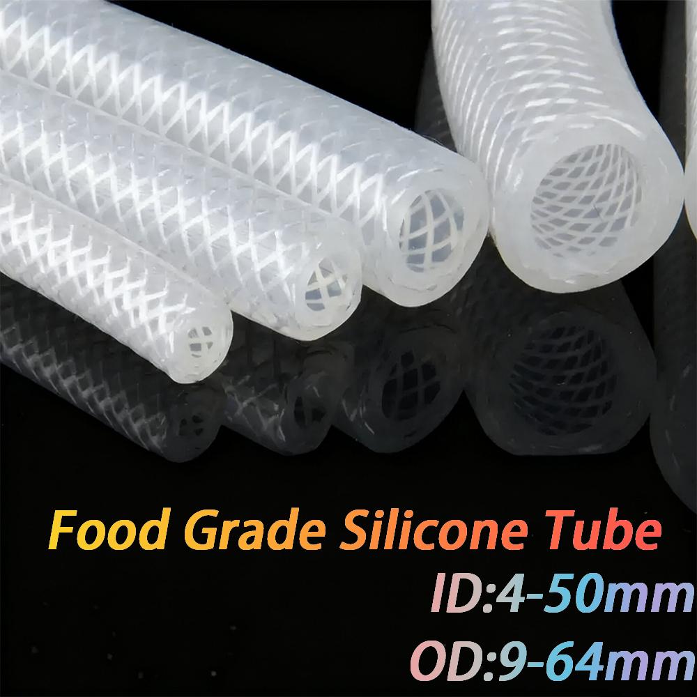 1 Meter ID 4-50mm Food Grade Silicone Tube High Pressure Steam Silicone Braided Tube Heat Resistant Braided Fiber Hose OD 9-64mm