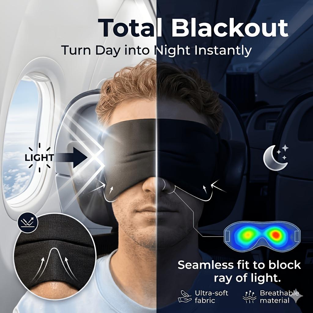 2-in-1 Travel Sleep Kit with Detachable Memory Headrest and Blackout Eye Mask, Breathable Neck Support for Plane, Train and Car