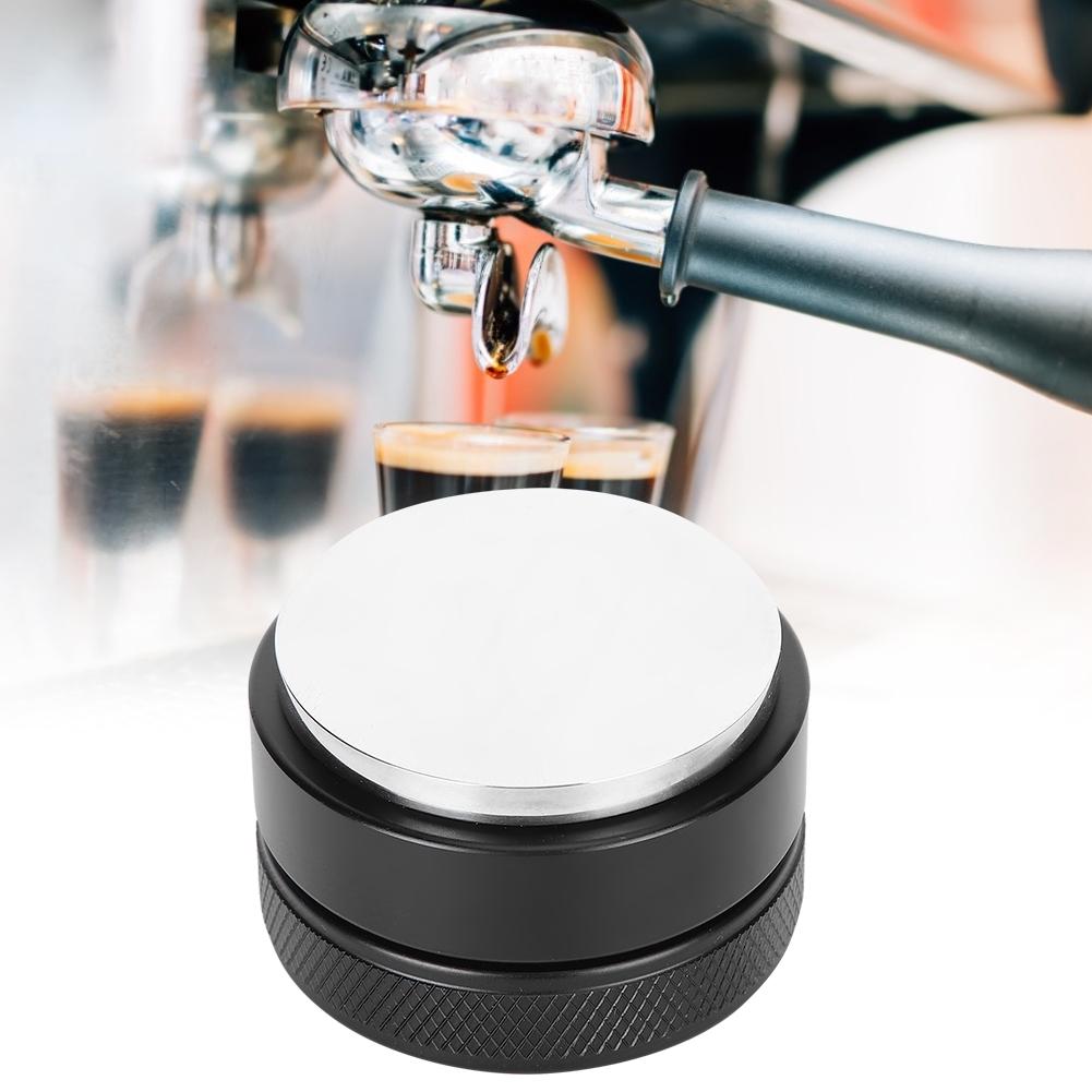 Height Adjustable Stainless Steel Coffee Tamper Distributor Tamping Tool for Home Office58mm Black Flat Bottom