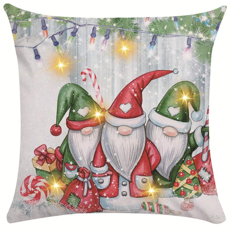 New Christmas Decorative Cushion Cover Snowman Print Cushion Cover LED Pillow Light Cushion