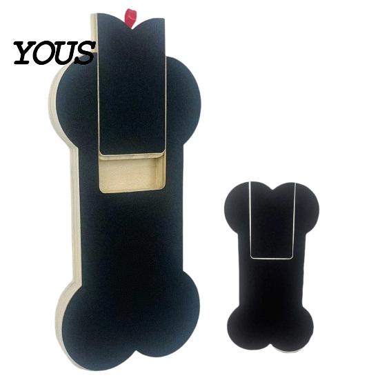 Pet Nail Grinder Alternative Dog Scratch Board with Treat Box, Wooden File Board, Bone Scratching Deck Shaped Pad, for Large Medium Small Dogs
