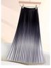 Women's Gradient Pleated Midi Skirt: Classic A-Line Slimming Design for Spring & Summer