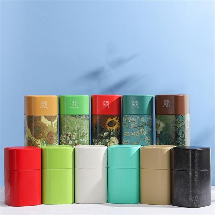 Loose Tea Storage Oil Painting Pattern Coffee Storage Container Tea Canister Can