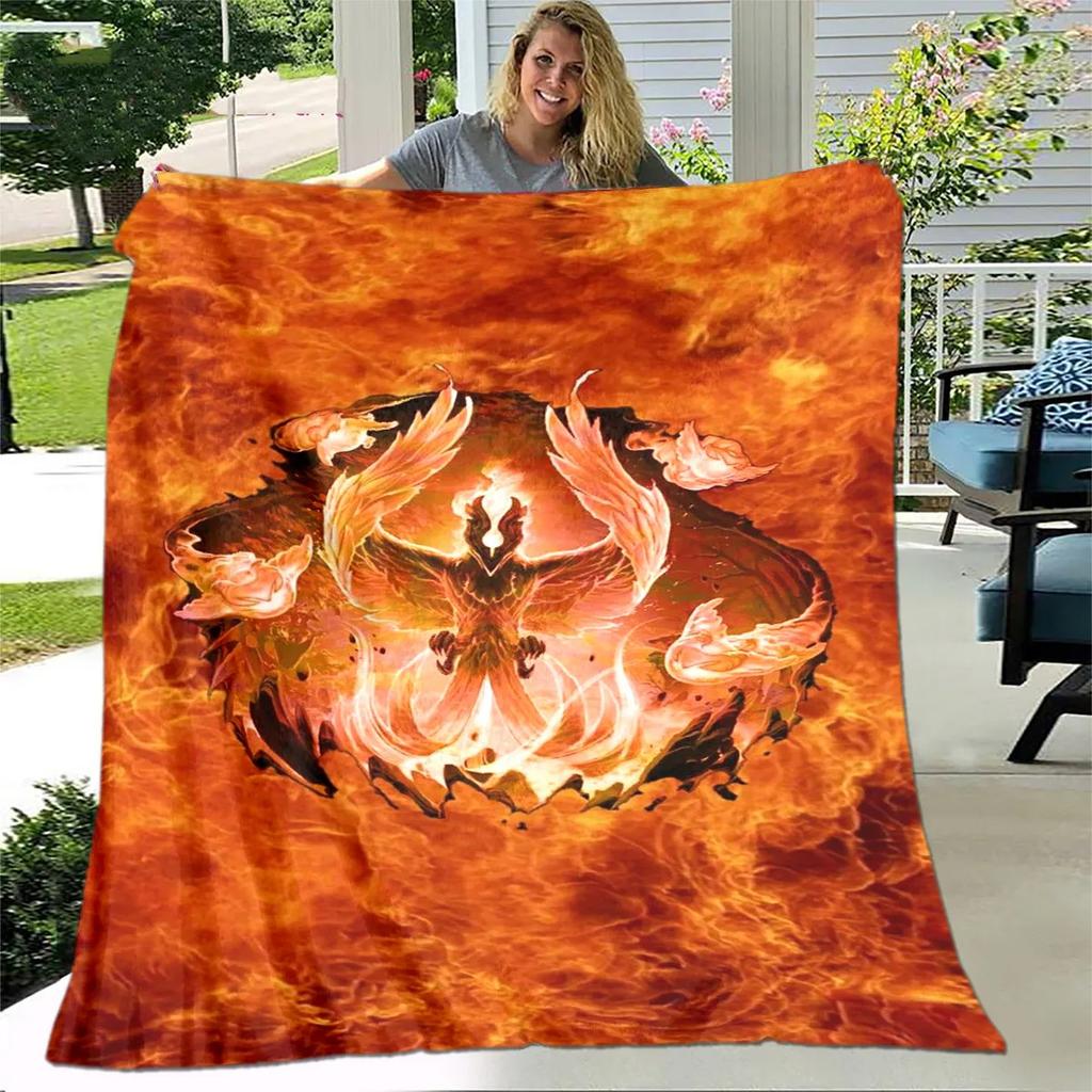 Inferno Phoenix Series digitalprinted polyester Bedroom velvet flannel cover blanket Fleece soft sofa cover blankets for beds