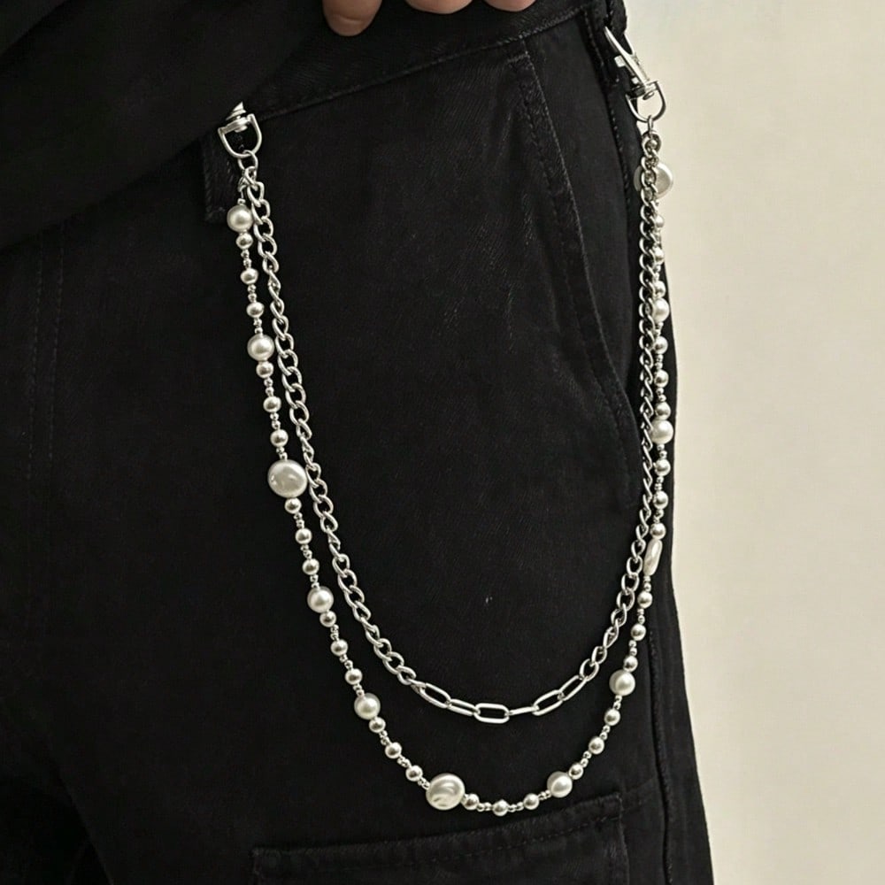 European and American Hip Hop Beaded Trouser Chain Fashion Niche Chain Splicing Jeans Waist Chain Hanging Chain