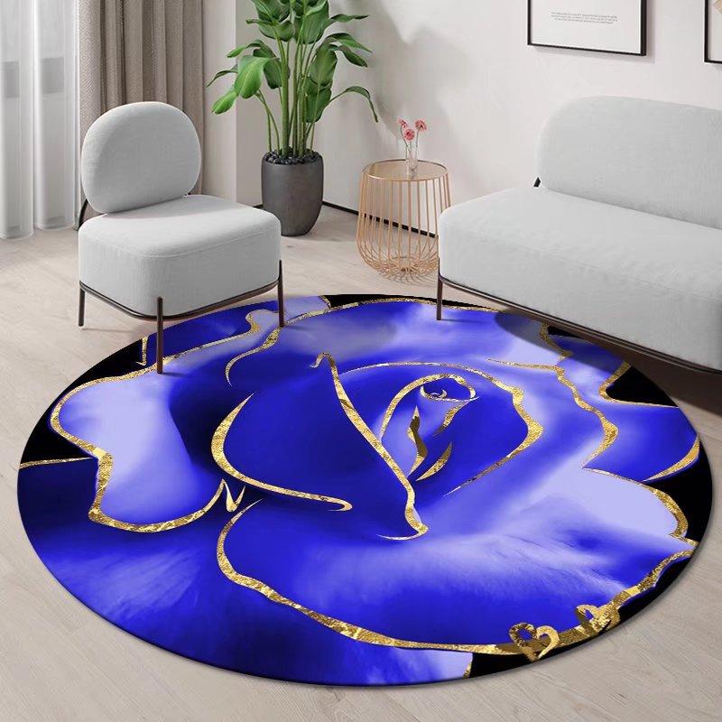 3D Flower Fashion Round Rugs for Living Room Sofas Decoration Bedroom Carpet Chair Mat Lounge Rug Anti-skid Floor Mats Washable