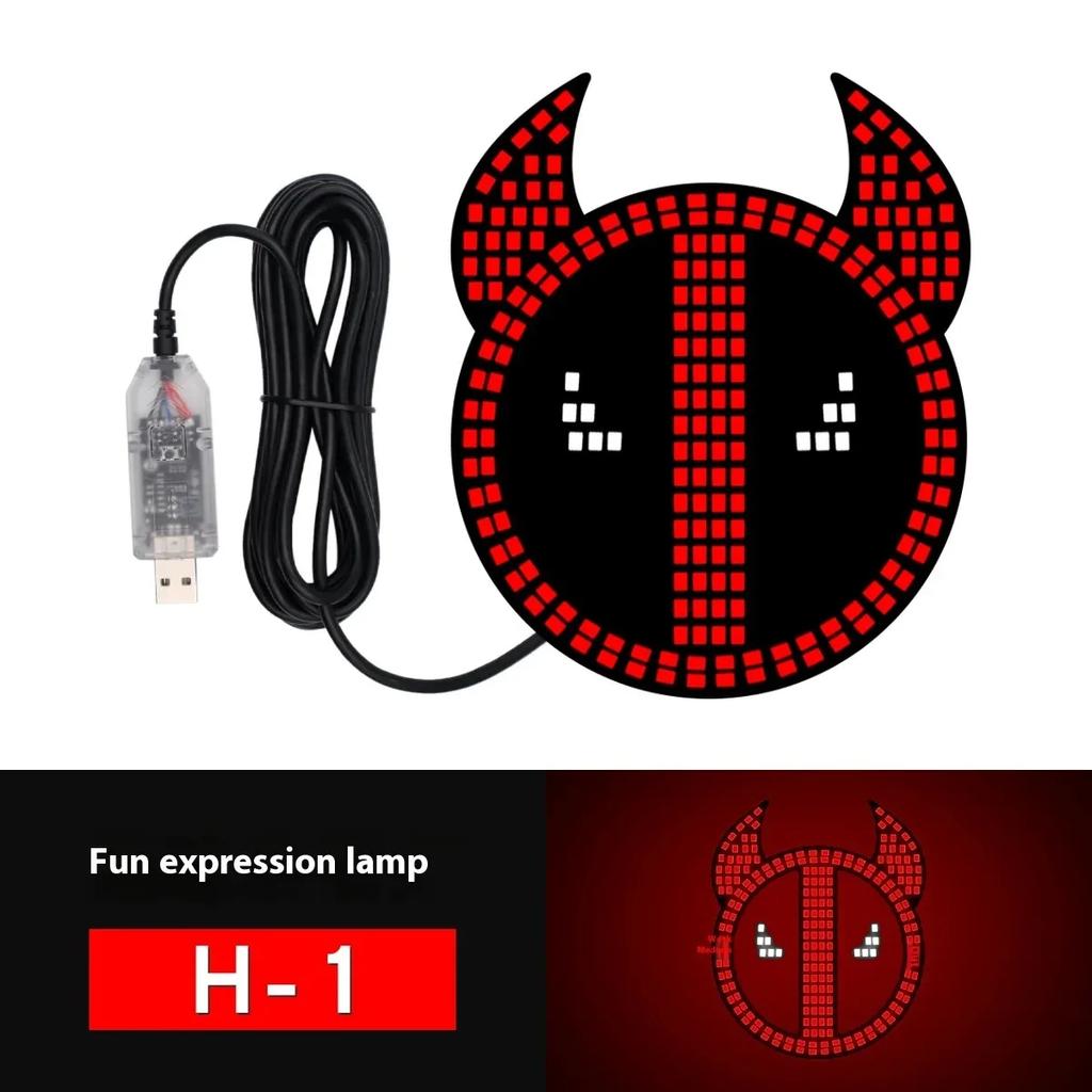 Dynamic Devil's Eye Decor Light USB Plug Flash Window Expression Lights Smiling Face Warning Strobe Lights for Truck Windshield