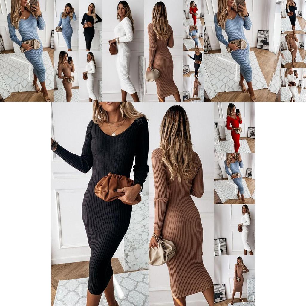 Elegant Womens Long Sleeve Bodycon Dress Perfect For Evening Parties And Casual Wear