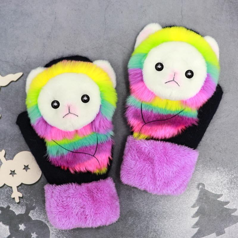 Meier Kids' Winter Plush Gloves - Warm Cartoon Animal Mittens
