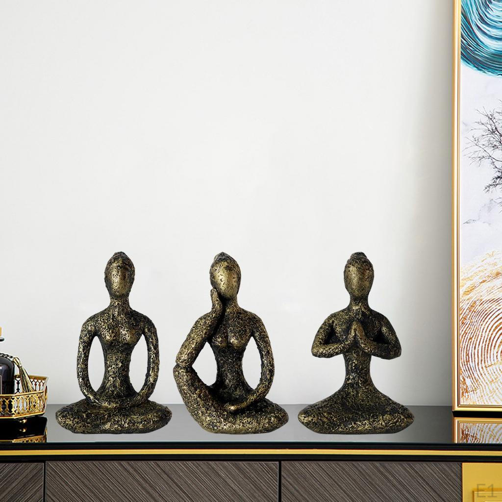 Decor, Yoga Pose Statue Home Decoration, Figurine for Spiritual Room 3pcs Gift