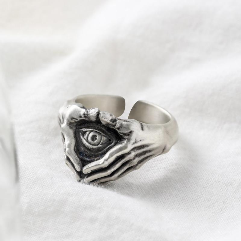 

Retro Personality Eye & Hands Ring Men Women Gothic Open Ring Jewelry Accessories Gift 1pc