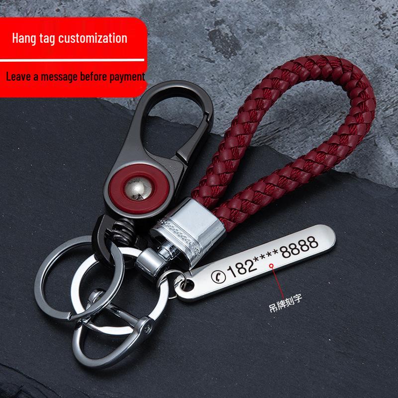 Men's High-End Woven Rope Keychain: Anti-Lost Key Ring for Cars & Motorcycles
