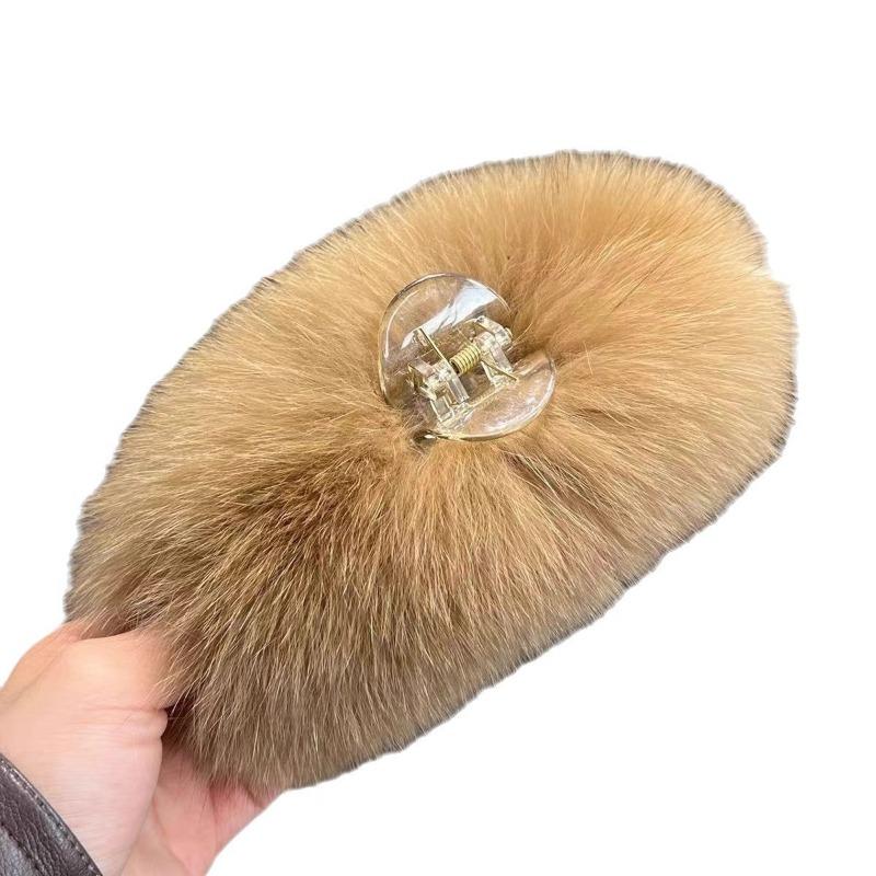 Fox Fur Plush Hair Clip Back of The Head Claw Clip Large Shark Clip Headwear Hair Accessory