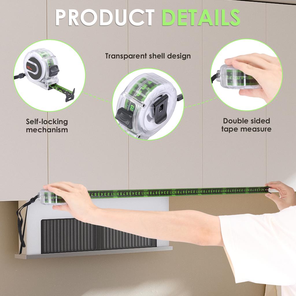 5/7.5/10M Metric Measuring Tape Self Locking Steel Tape Measure Retractable High Precision Wear-resistant Ruler Measuring Tools