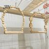 Bird Swing with Beads Parrot Perch, Solid Wood Perch Pole, Wooden Blocks And Cage Accessories Arch, Unpainted Toy for Small Medium Parrots Climbing