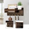 Wall Key Holder Mail Multipurpose Wooden Hanging Hooks Storage Rack for Dorm Office