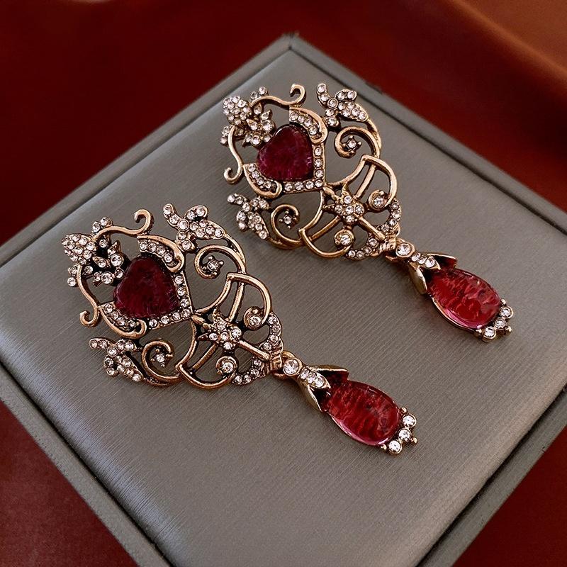 

Серьги Love Flower ретро нишевые серьги элитные серьги красный