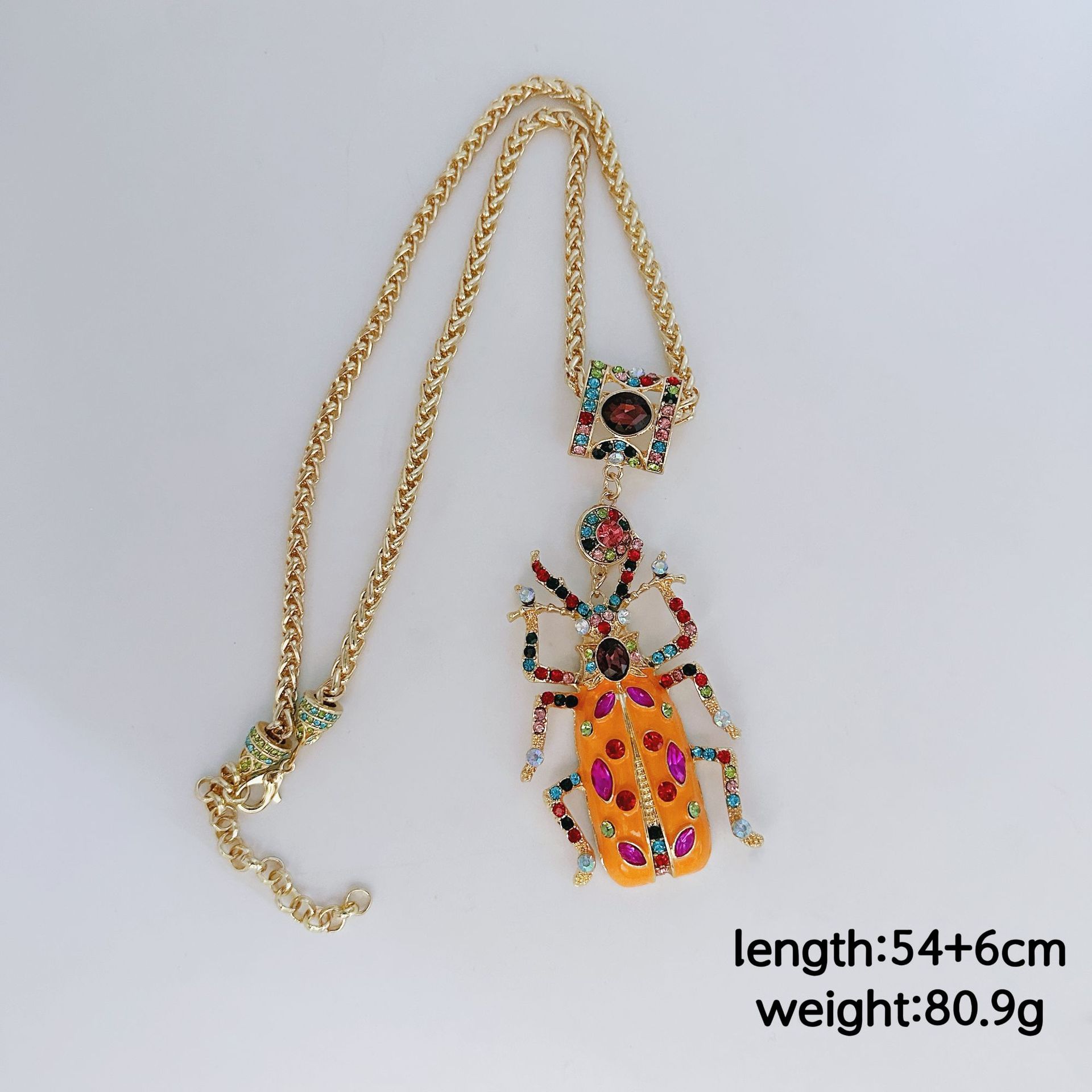 

Винтажное ожерелье с имитацией эмали скарабея, серьги-гвоздики, комплект из женской моды, капающий масляный жук, комплект из ожерелья