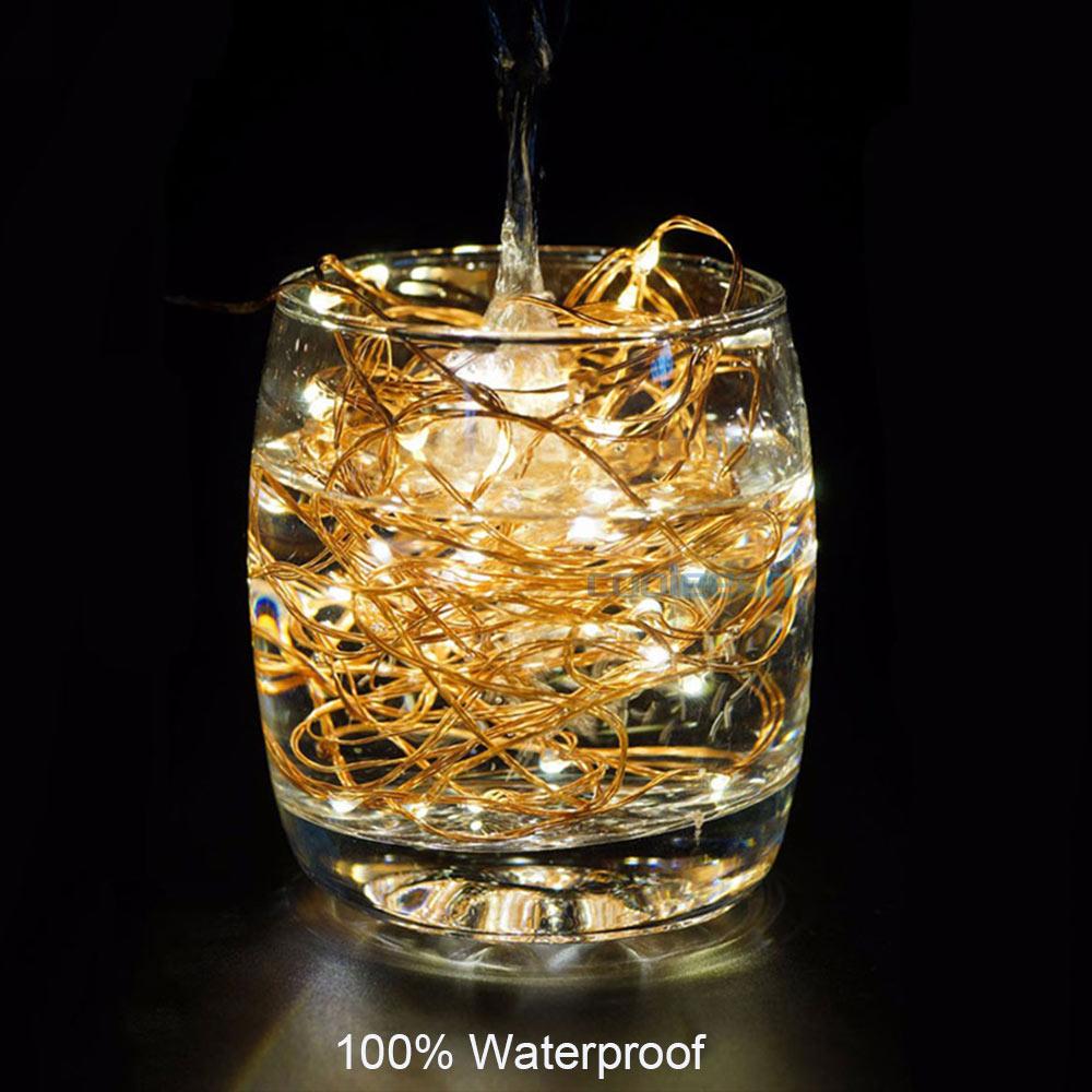 1m 2m 3m 4m LED Cooper Wire String Bec cu zână CR2032 Buton alimentat cu baterie Lampă cu bandă LED colorată pentru decorarea de vacanță de Crăciun