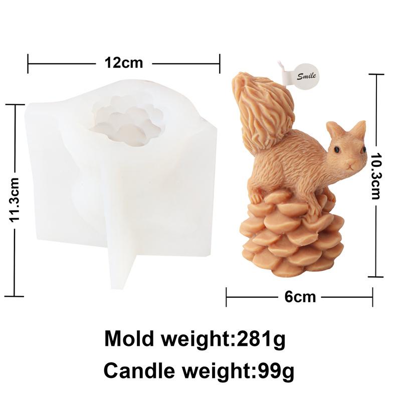 DIY Polymorphic Cute Squirrel Silicone Candle Mold 3D Animal Aromatherapy Candle Plaster Soap Epoxy Resin Mould Home Decor Gifts