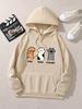 Three Cat Paw Pattern Printed Hoodie, Drawstring Casual Hooded Sweatshirt, Suitable for Winter and Autumn, Women's Clothing