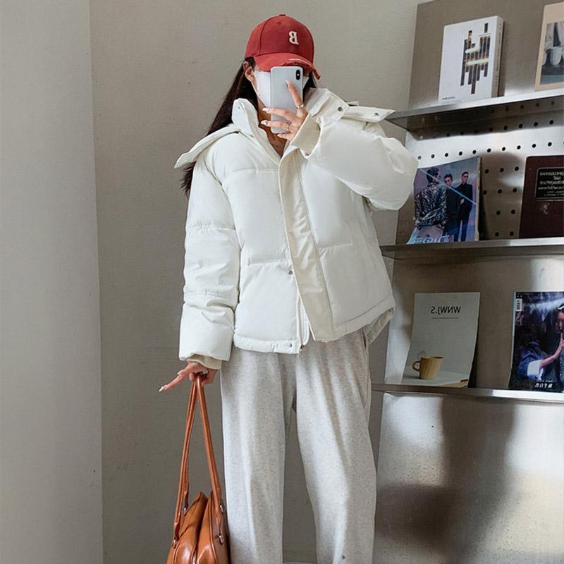 Kurtka puchowa damska na jesień i zimę, ciepła, wąska, lekka, gruba kurtka, duże rozmiary, luźne, wygodne topy rekreacyjne