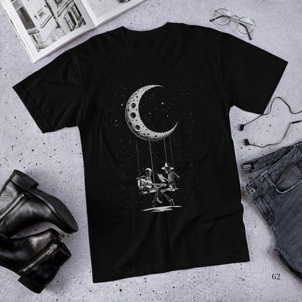Valentine Skeleton Couple Guitar TShirt Funny Rock and Roll Tee Unisex S5XL S