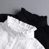 Ruffle Jacquard Stand Collar: Autumn/Winter Pleated Collared Sweater Base Layer