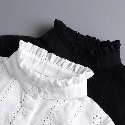 Ruffle Jacquard Stand Collar: Autumn/Winter Pleated Collared Sweater Base Layer